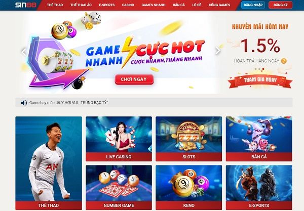 Nhà cái Sin88 nhiều game cực hot